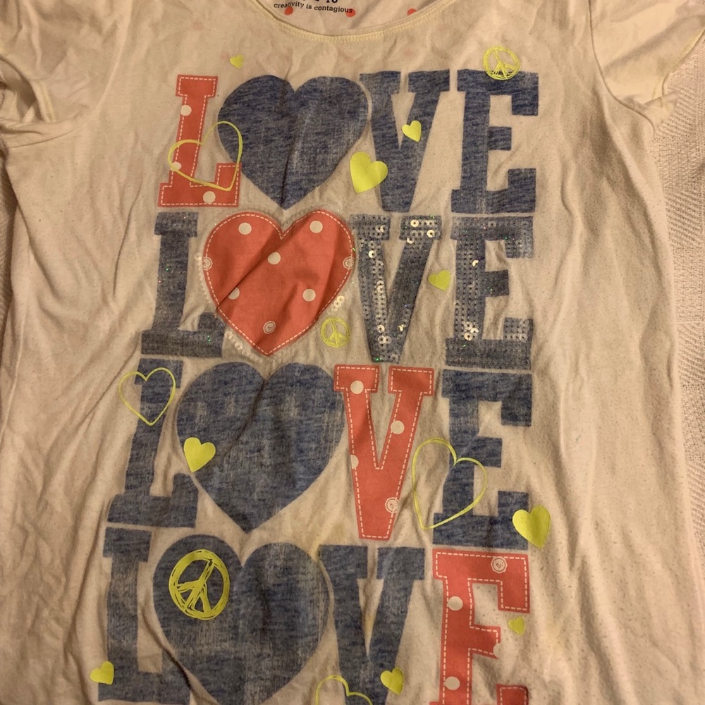 Justice size 16 LOVE shirt! Super cute.